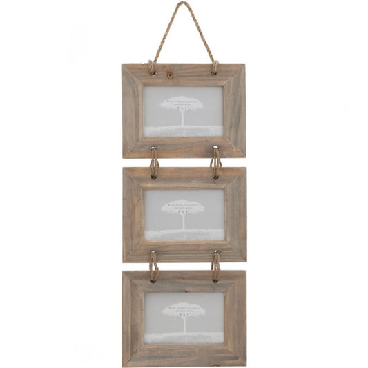 6x4 Driftwood Triple Landscape Photo Frame