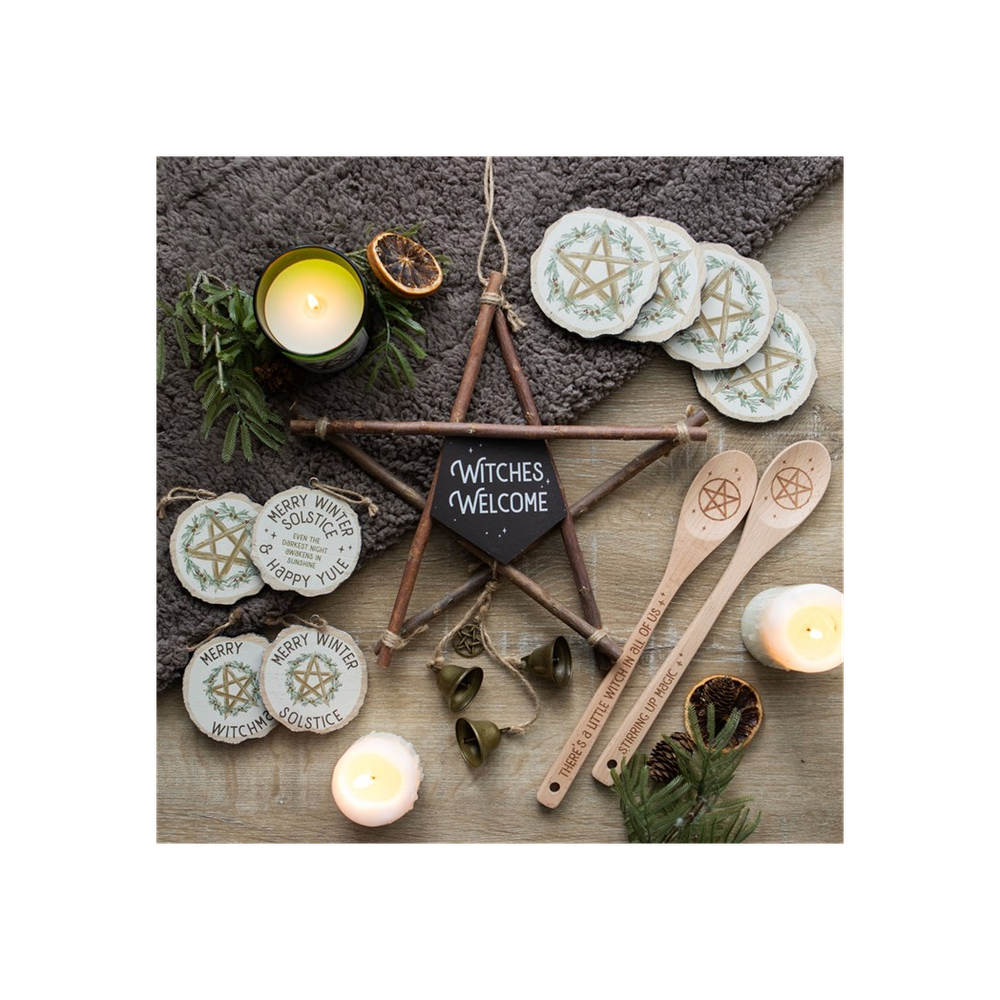 30cm Witches Welcome Willow Pentagram Sign with Bells