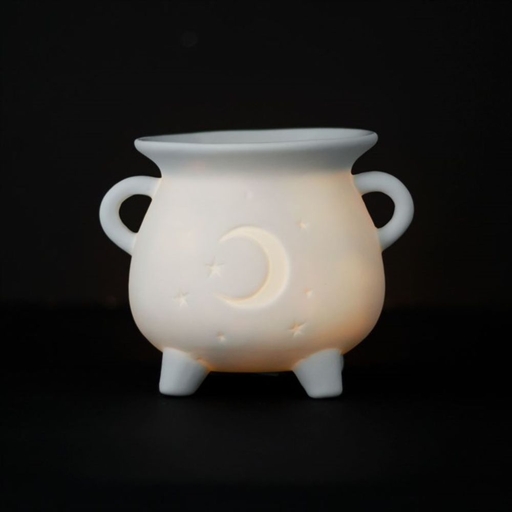 White Mystical Moon Cauldron Oil Burner