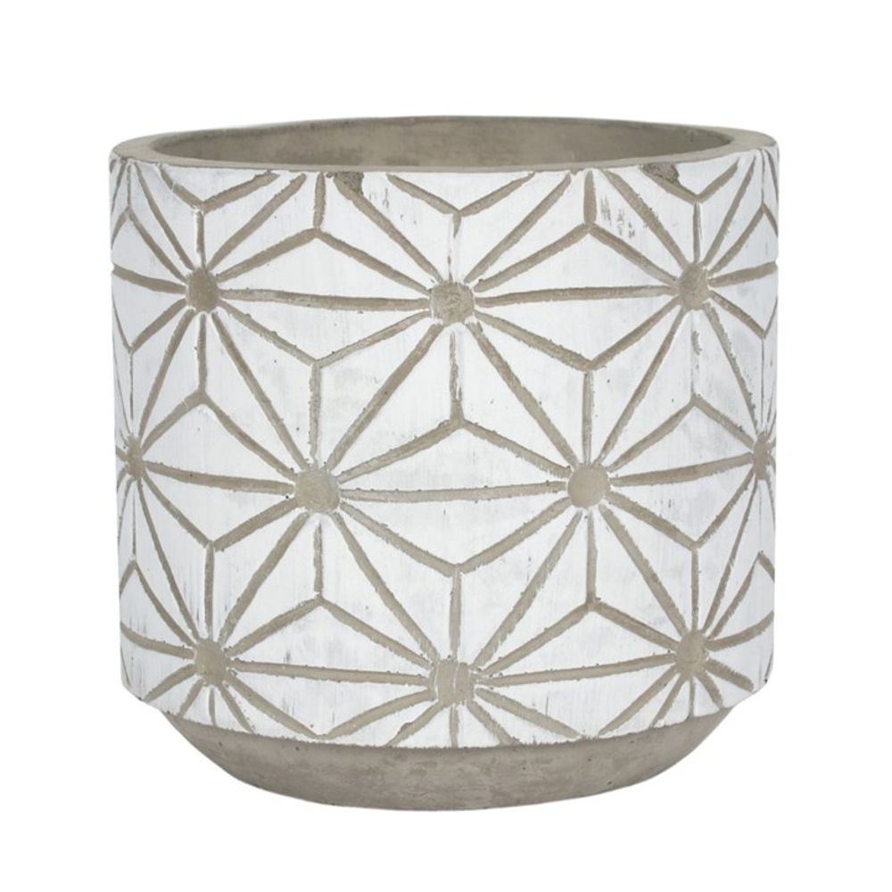 White Geometric Plant Pot