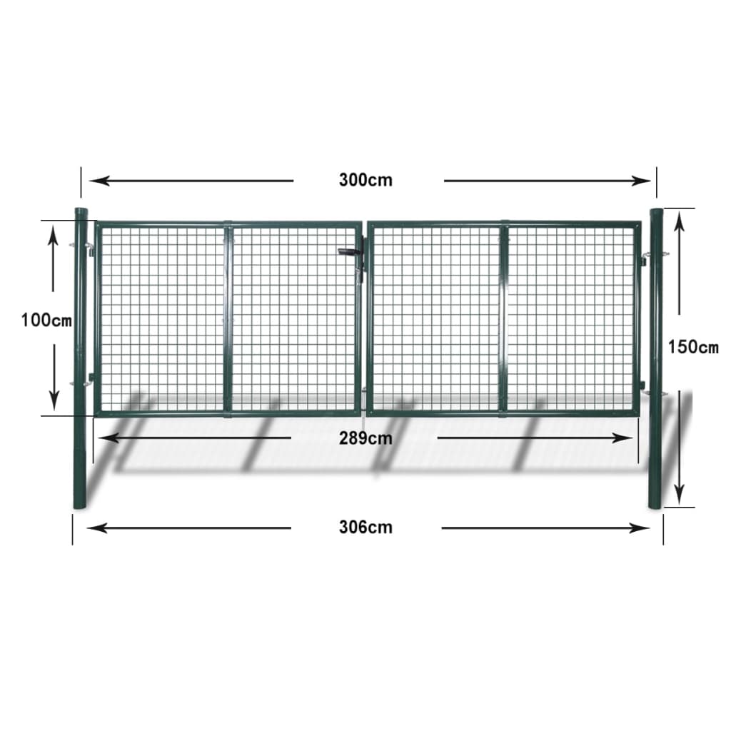 Hek Poort Staal 306x150 cm Groen