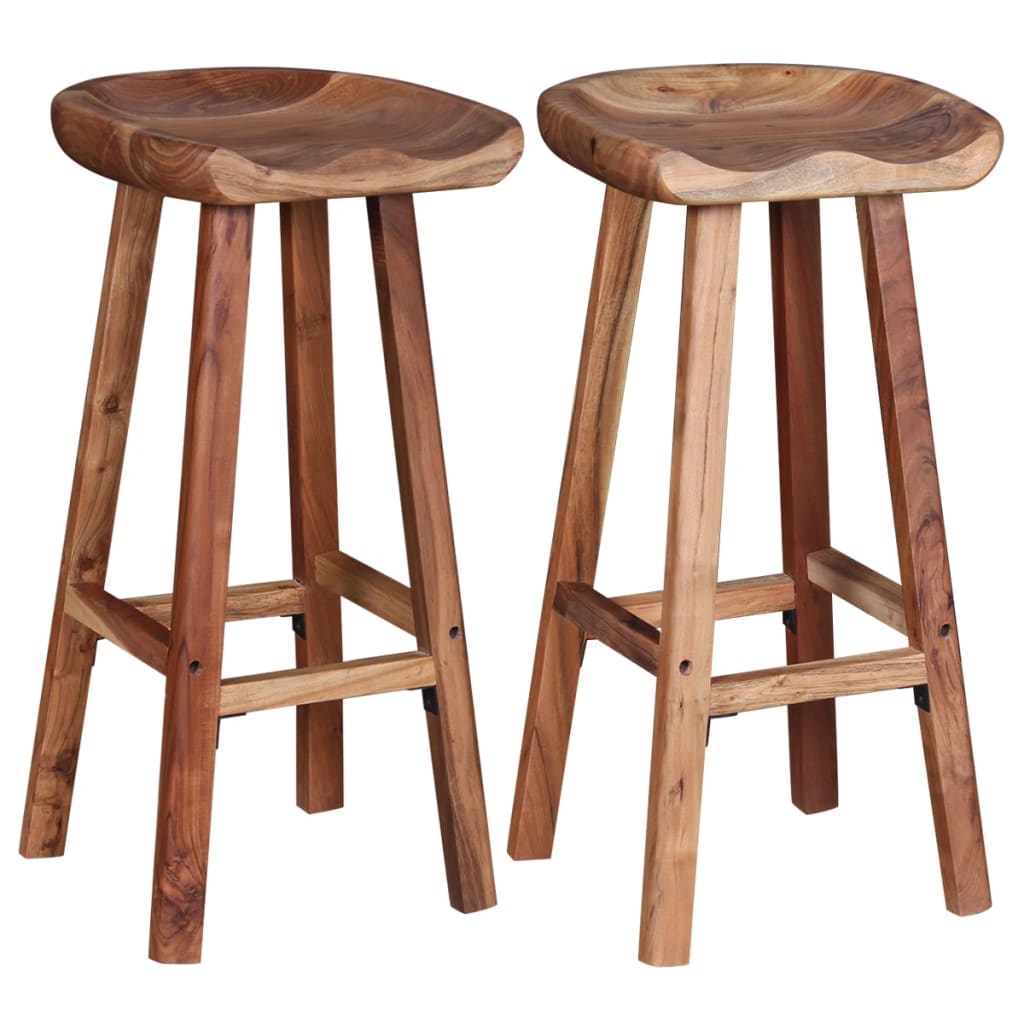 vidaXL Bar Stools 2 pcs Solid Acacia Wood