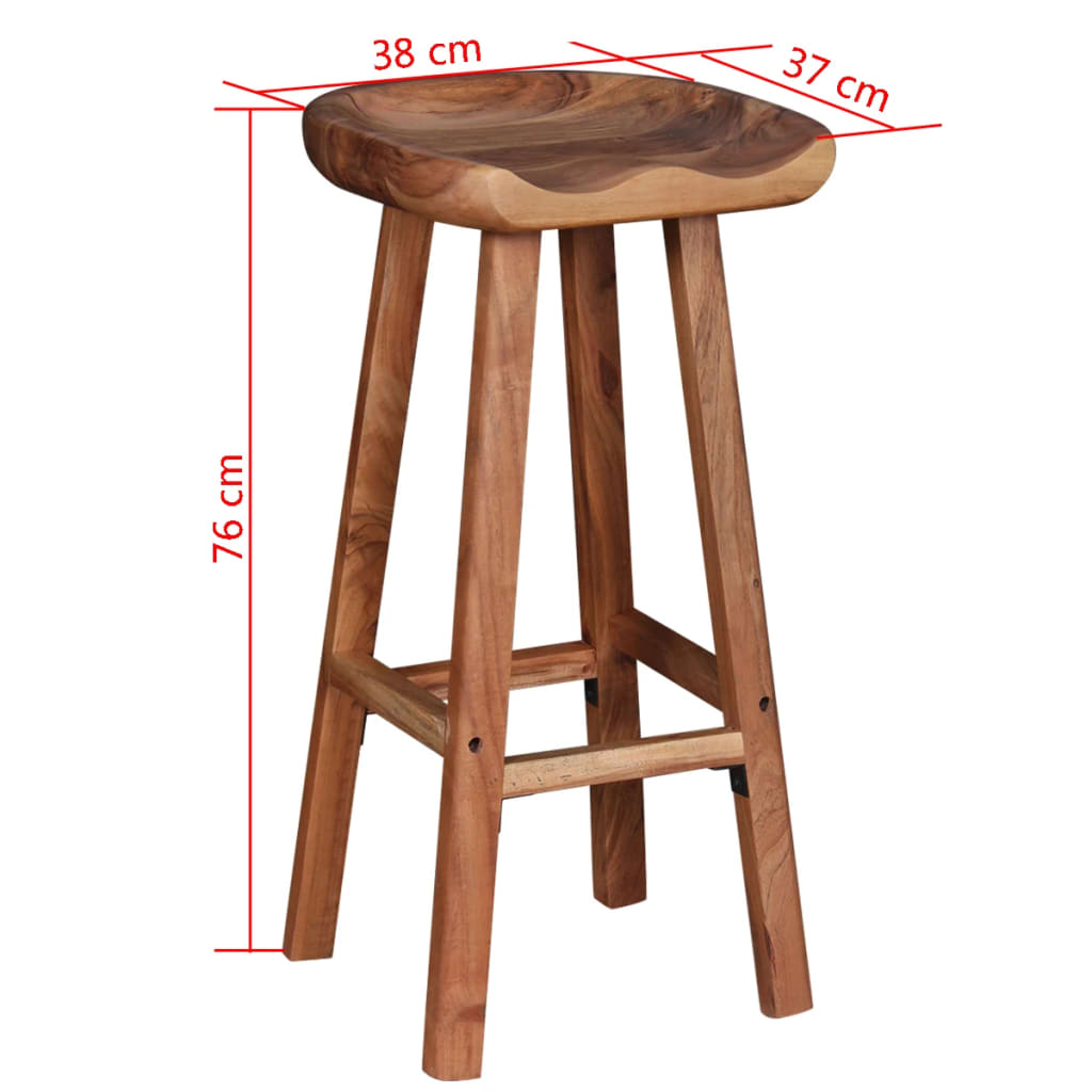 vidaXL Bar Stools 2 pcs Solid Acacia Wood