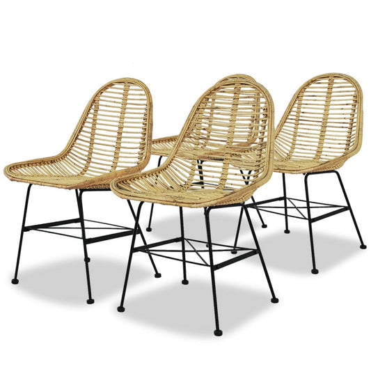 vidaXL Dining Chairs 4 pcs Natural Rattan