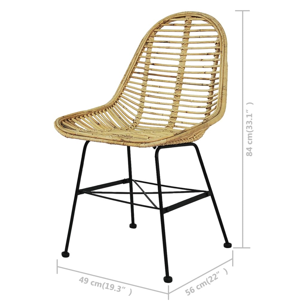 vidaXL Dining Chairs 4 pcs Natural Rattan