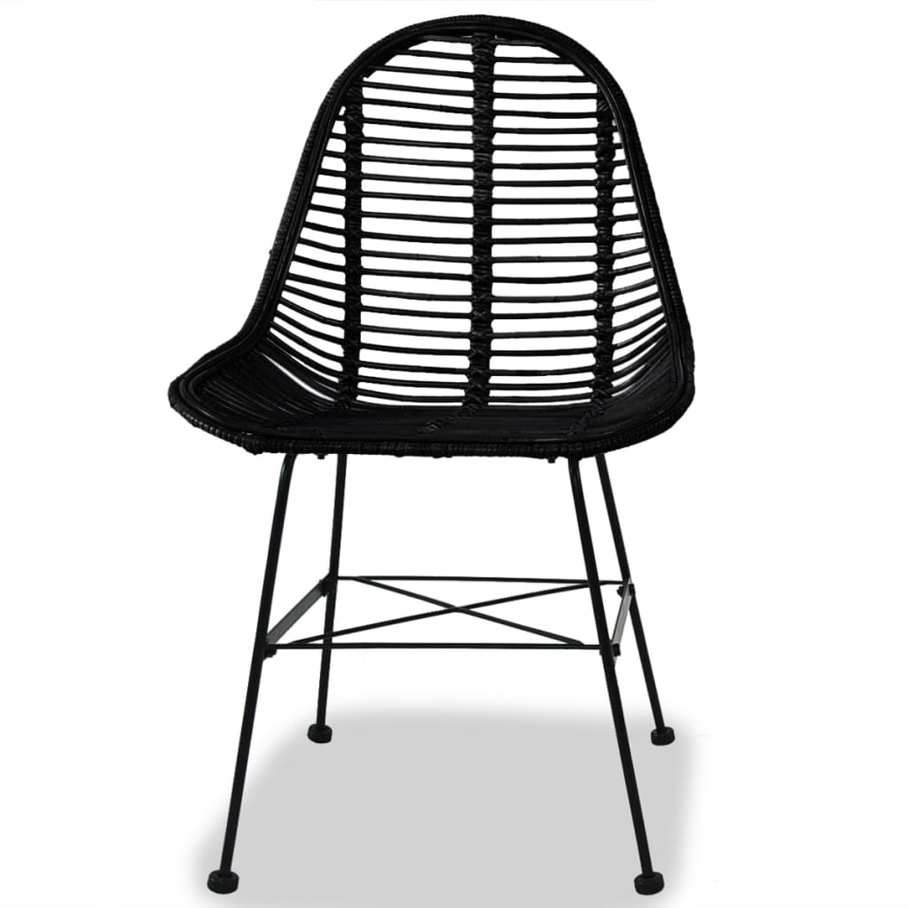 vidaXL Dining Chairs 4 pcs Black Natural Rattan