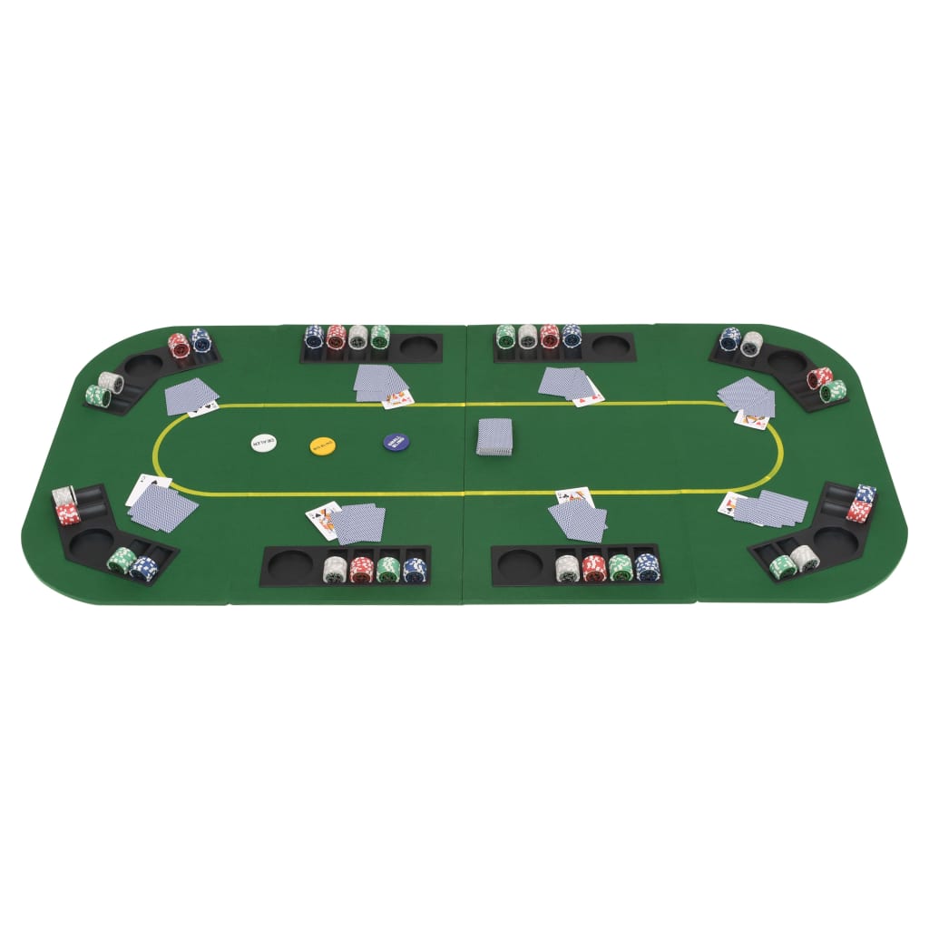 8-speler opvouwbaar pokertafelblad 4-voudig rechthoekig groen