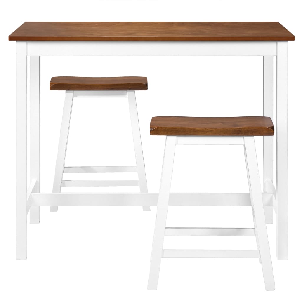 vidaXL Bar Table and Stool Set 3 Pieces Solid Wood