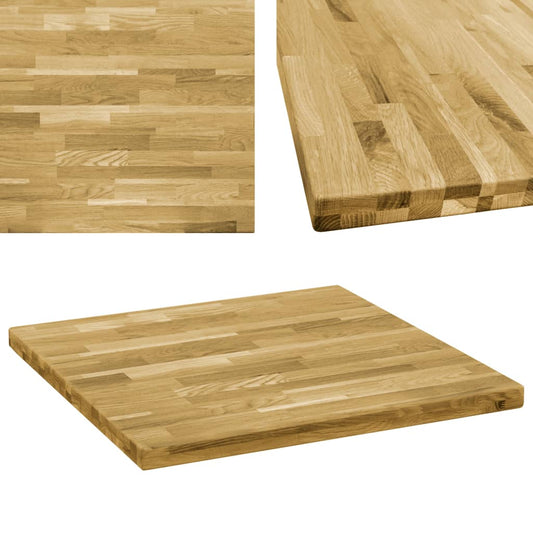 vidaXL Table Top Solid Oak Wood Square 44 mm 70x70 cm