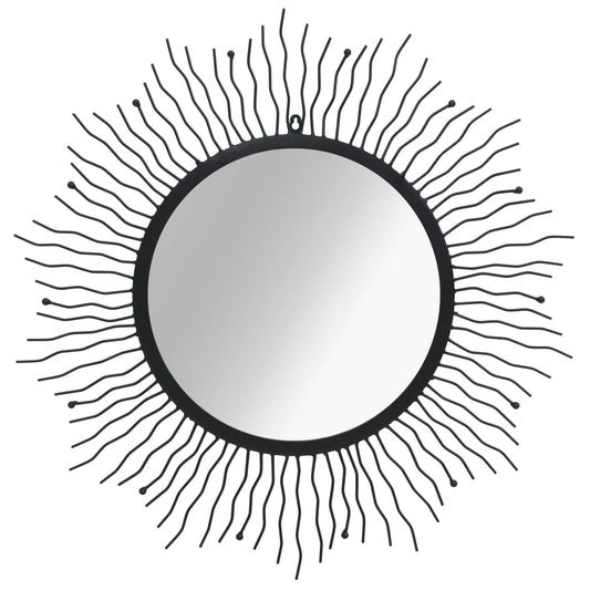 vidaXL Wall Mirror Sunburst 80 cm Black