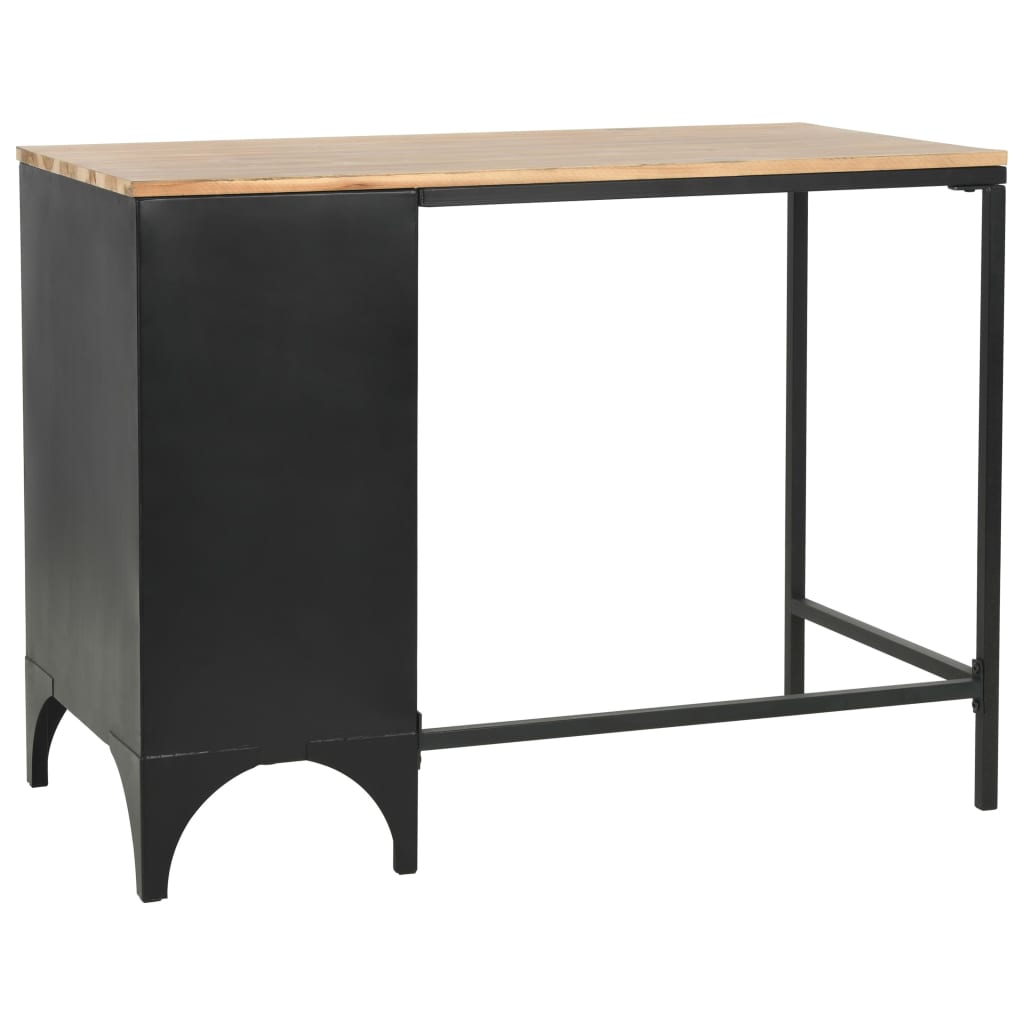 vidaXL Single Pedestal Desk Solid Firwood and Steel 100x50x76 cm