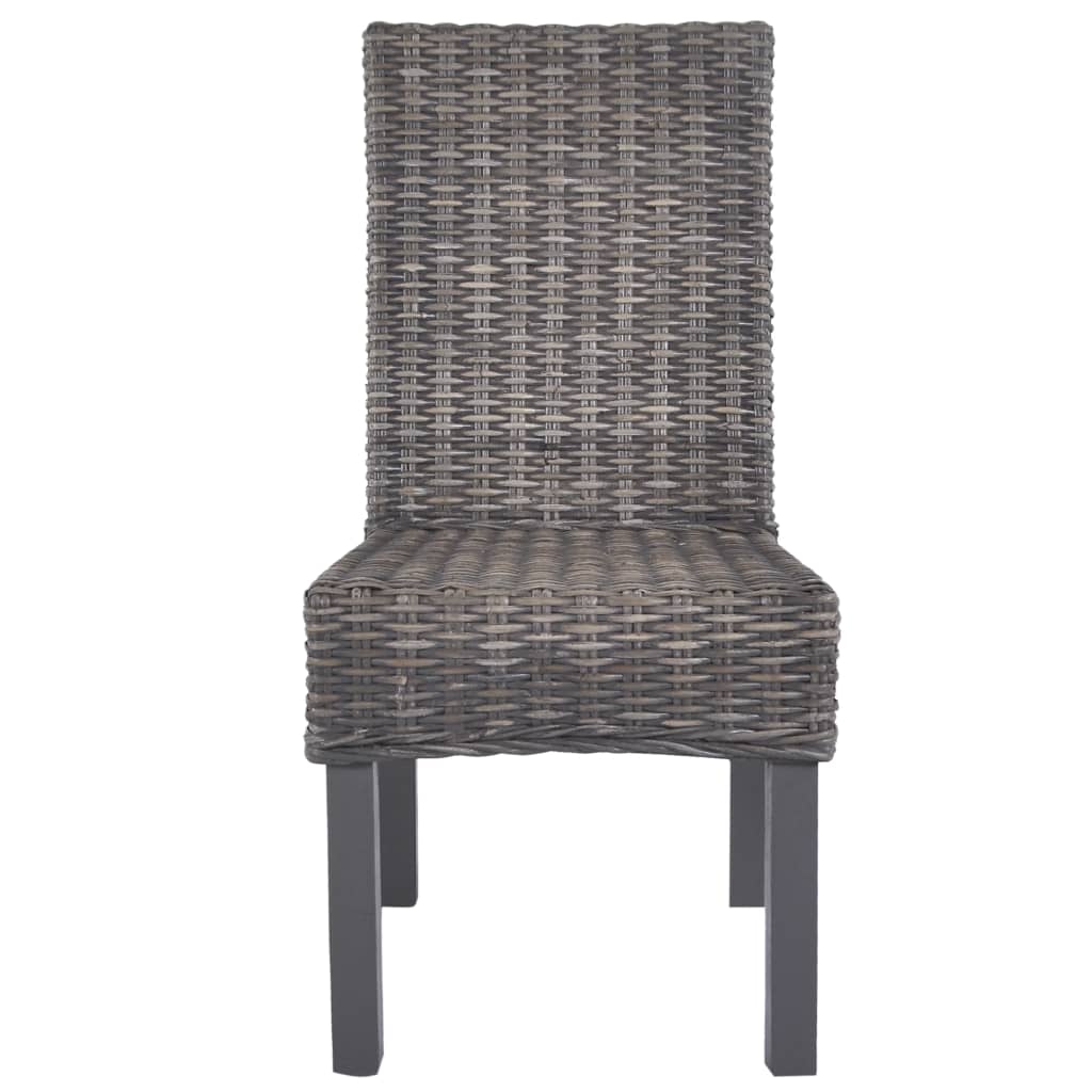 vidaXL Dining Chairs 2 pcs Brown Kubu Rattan and Mango Wood