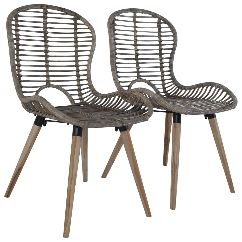 vidaXL Dining Chairs 2 pcs Brown Natural Rattan