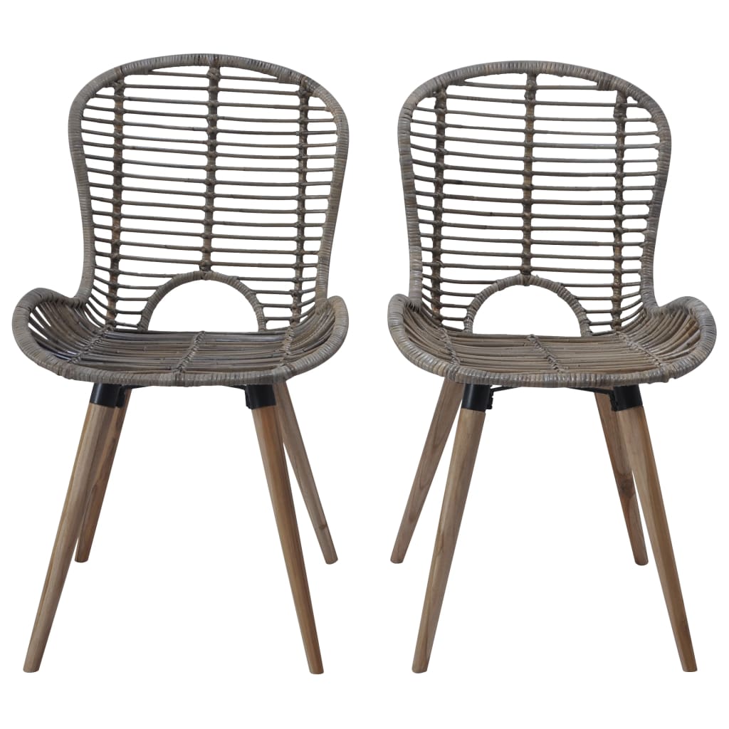 vidaXL Dining Chairs 2 pcs Brown Natural Rattan