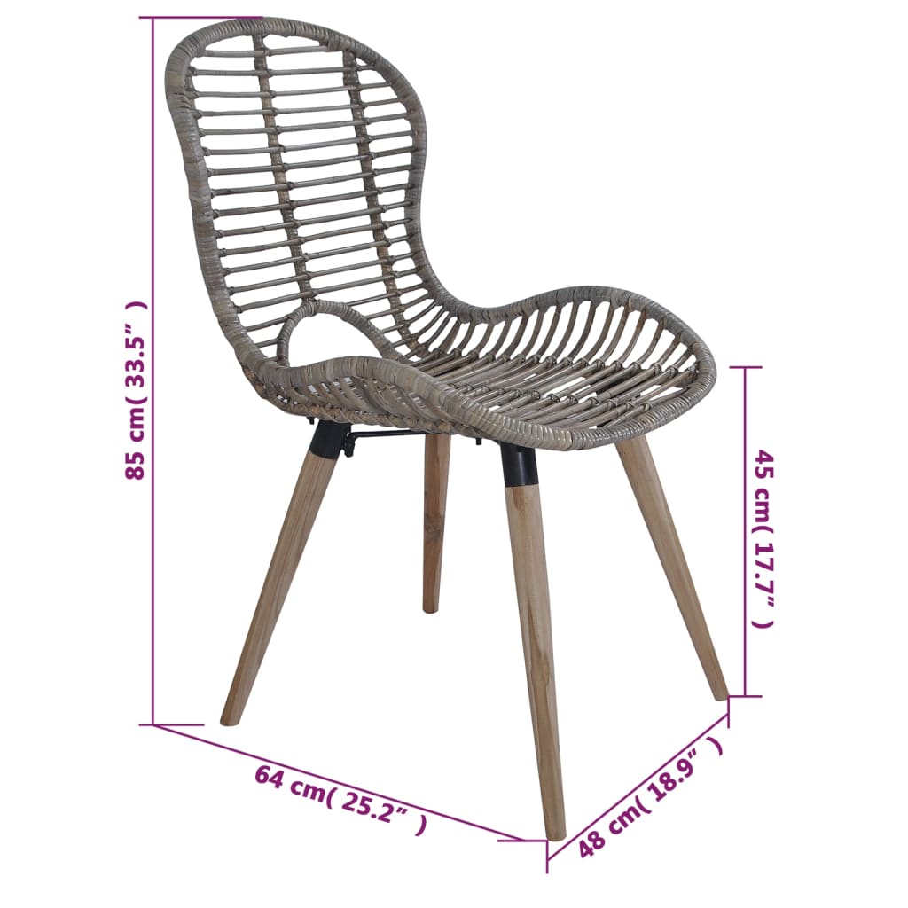 vidaXL Dining Chairs 4 pcs Brown Natural Rattan