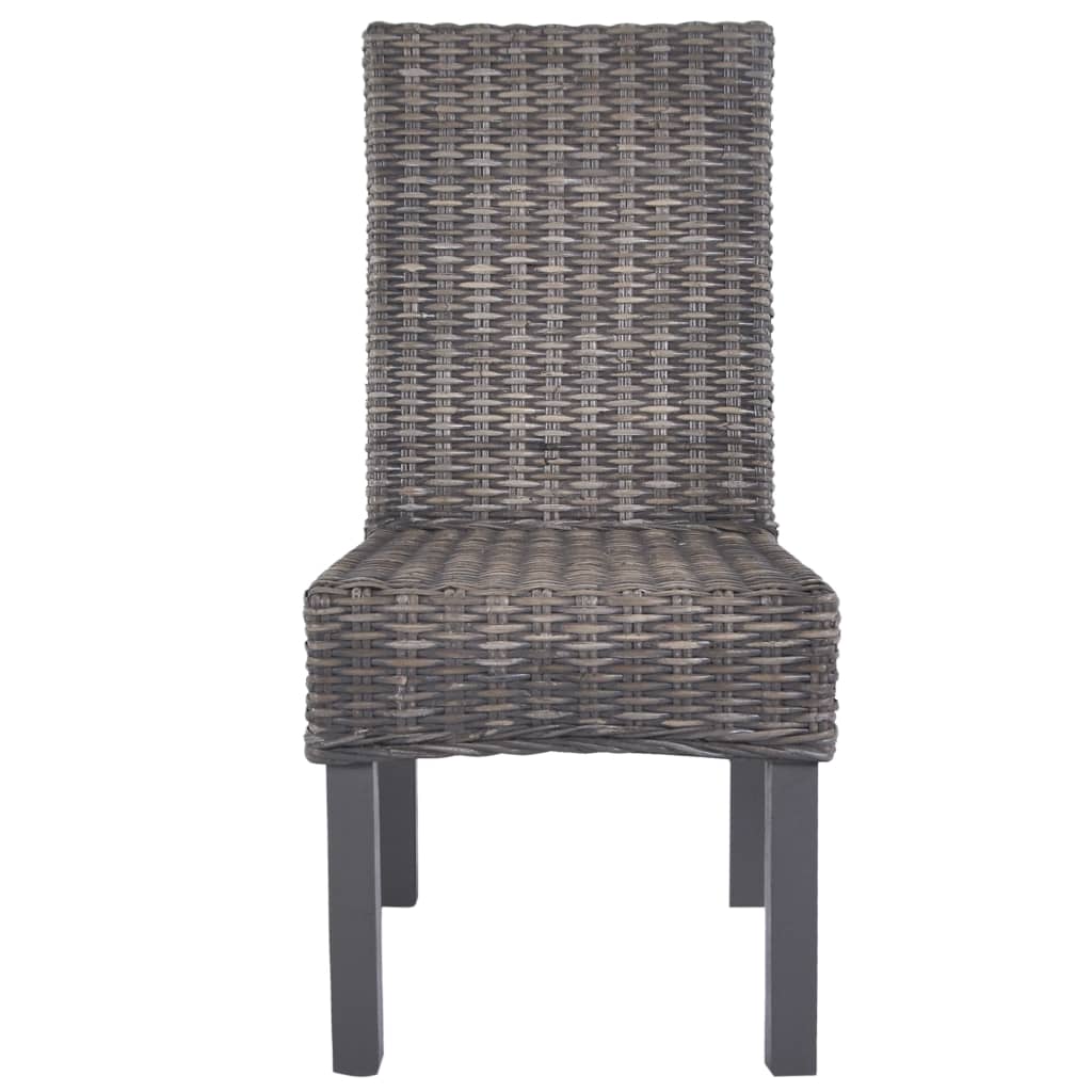 vidaXL Dining Chairs 6 pcs Brown Kubu Rattan and Mango Wood