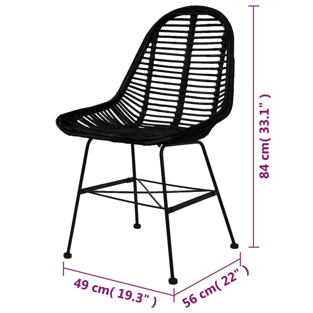 vidaXL Dining Chairs 6 pcs Black Natural Rattan