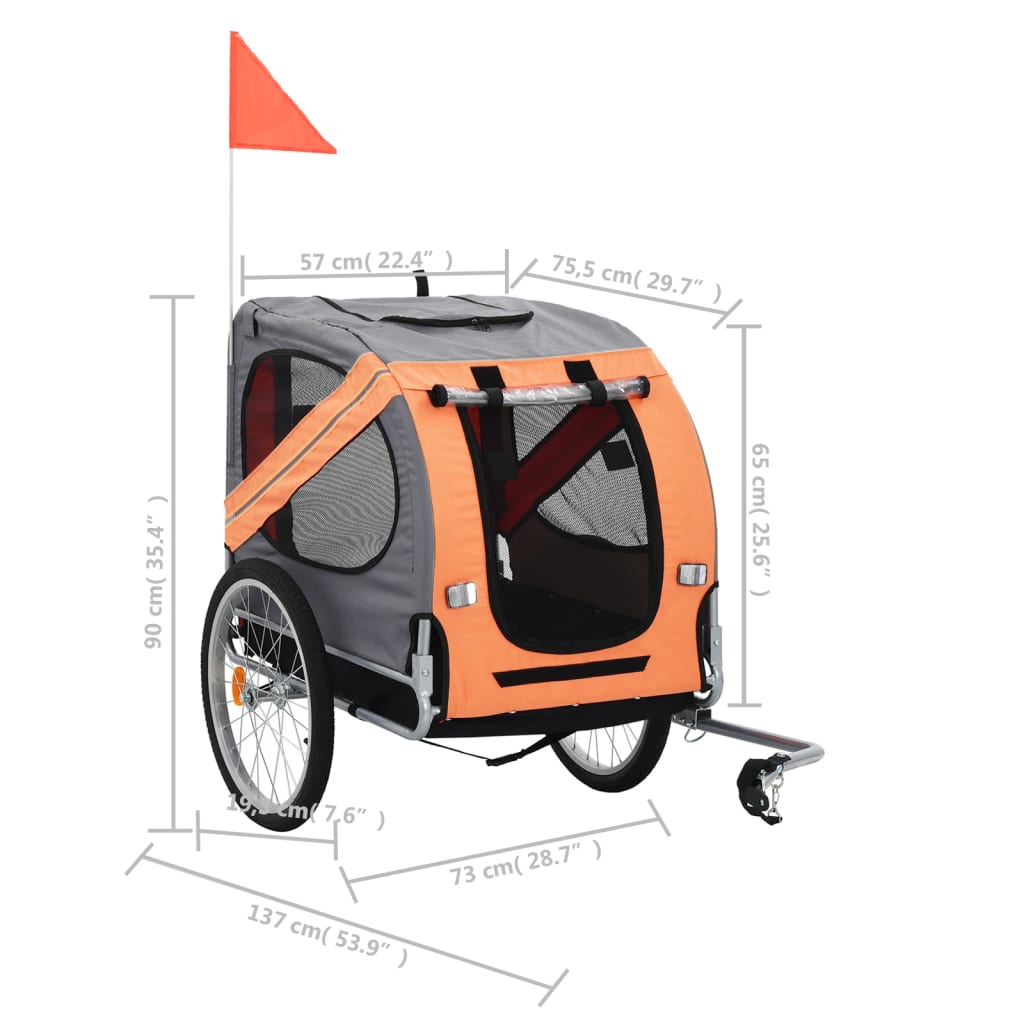 Dog Bike Trailer Orange and Grey - Upclimb Ltd