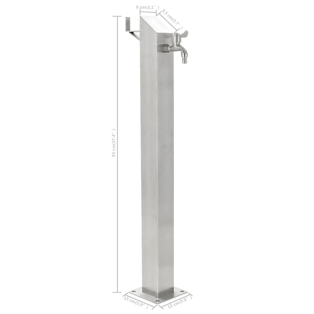 Colonne d'Eau de Jardin Inox Carrée 95 cm