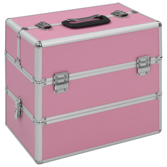vidaXL Make-up Case 37x24x35 cm Pink Aluminium