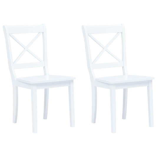 vidaXL Dining Chairs 2 pcs White Solid Rubber Wood