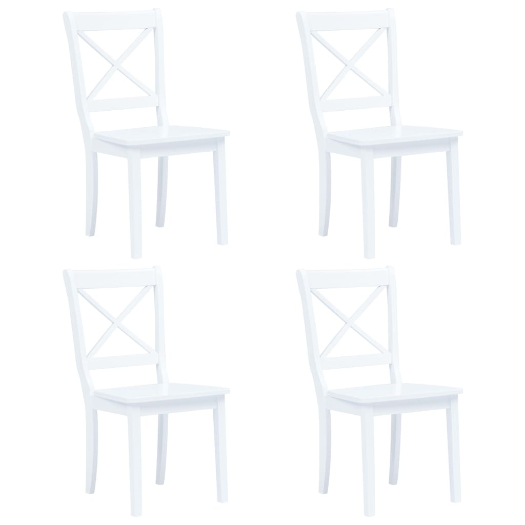 vidaXL Dining Chairs 4 pcs White Solid Rubber Wood