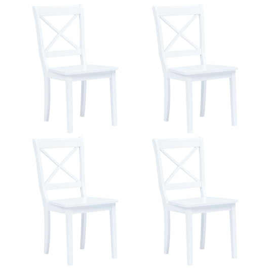 vidaXL Dining Chairs 4 pcs White Solid Rubber Wood