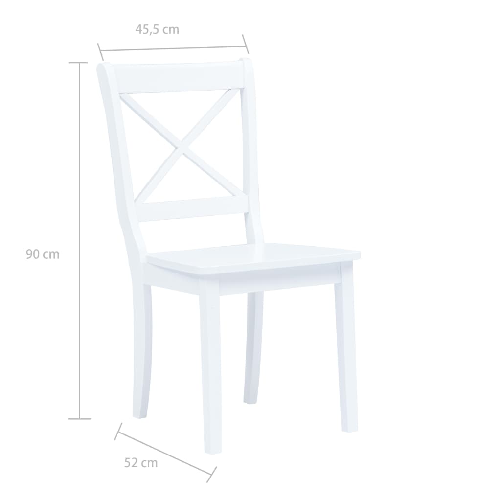 vidaXL Dining Chairs 4 pcs White Solid Rubber Wood