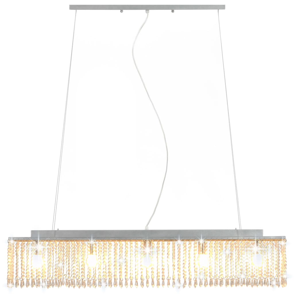 vidaXL Ceiling Lamp with Crystal Beads Silver 104 cm E14