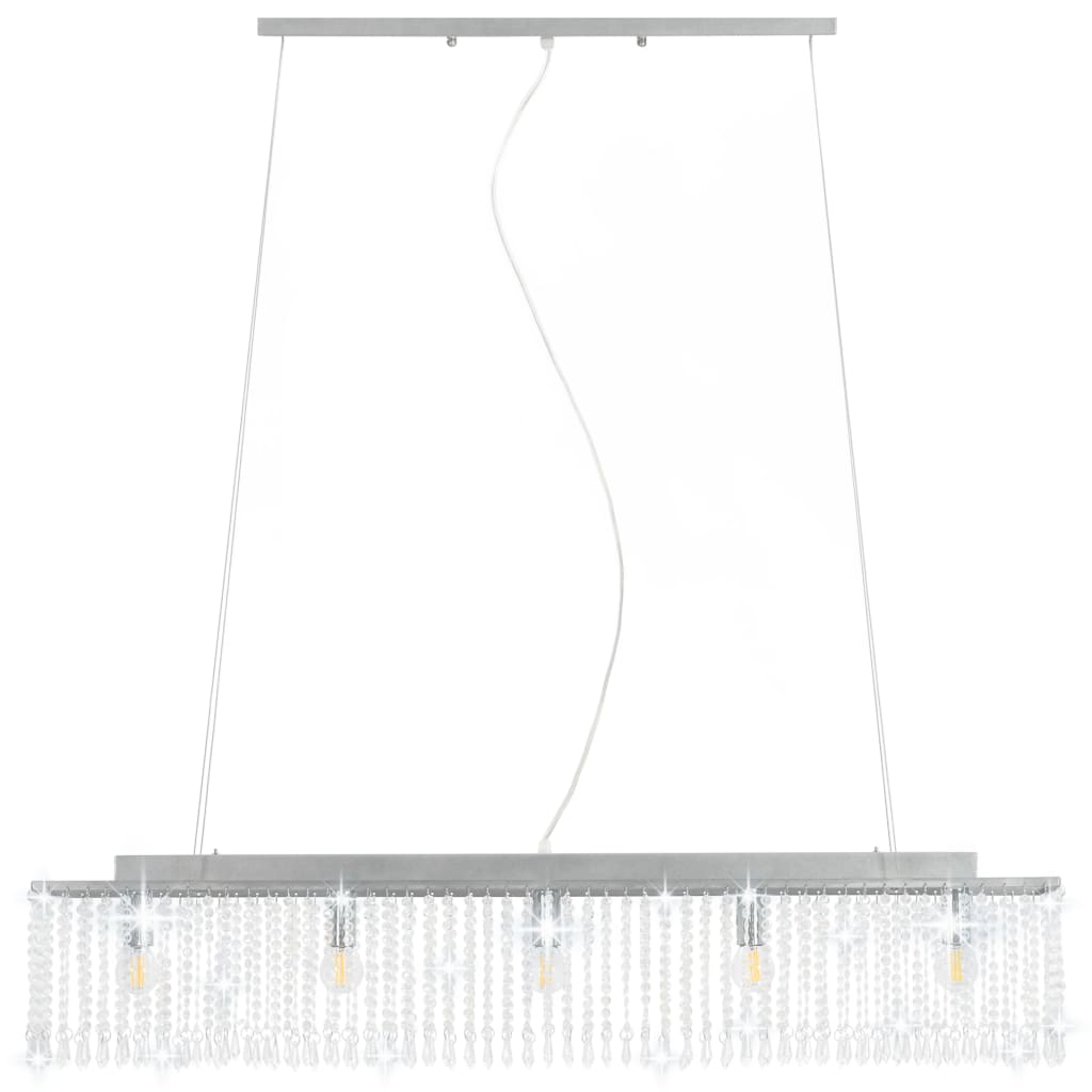 Plafonnier avec Perles de Cristal Argenté 104 cm E14