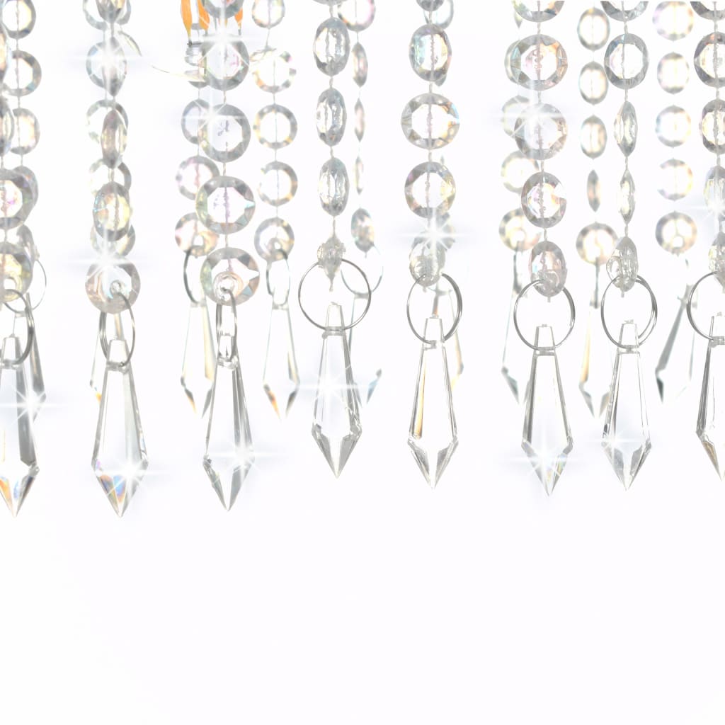 Plafonnier avec Perles de Cristal Argenté 104 cm E14