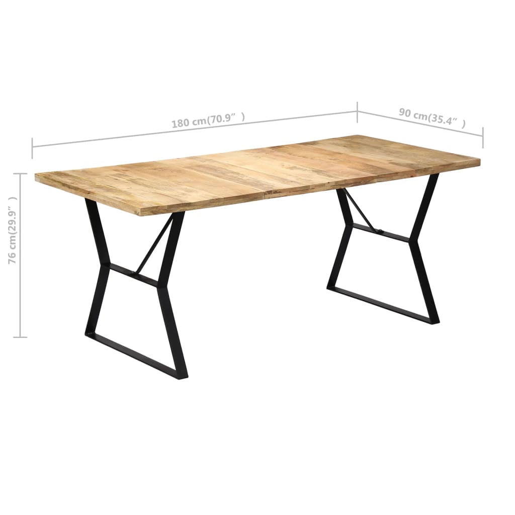 vidaXL Dining Table 180x90x76 cm Solid Mango Wood