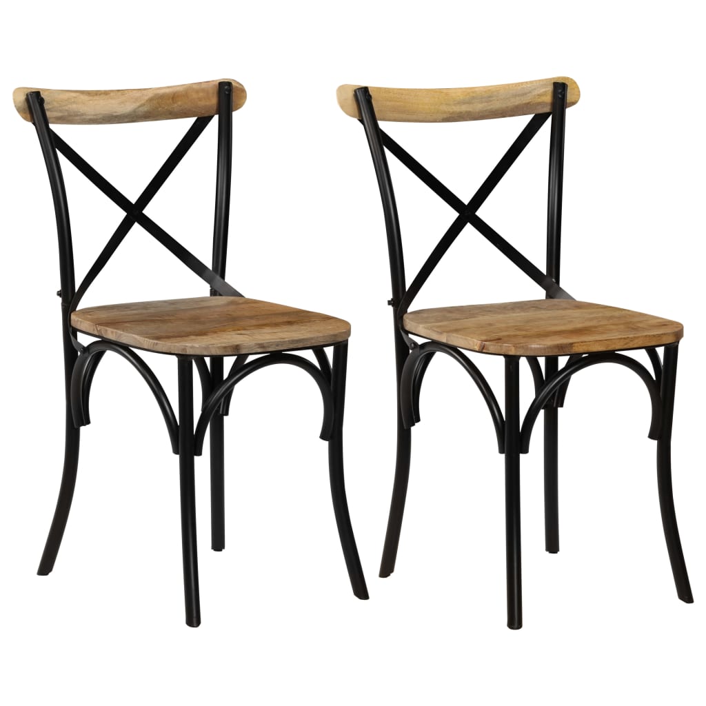 vidaXL Cross Chairs 2 pcs Black Solid Mango Wood