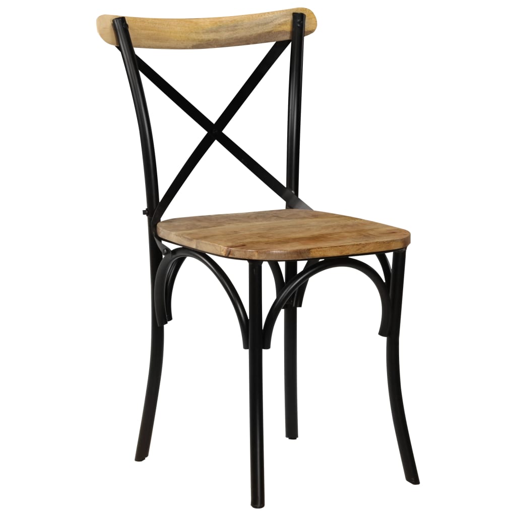 vidaXL Cross Chairs 2 pcs Black Solid Mango Wood