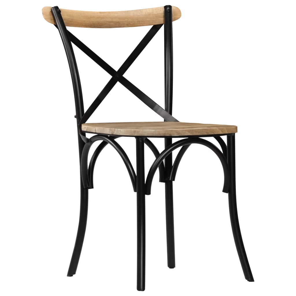 vidaXL Cross Chairs 2 pcs Black Solid Mango Wood