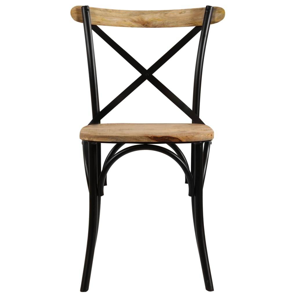 vidaXL Cross Chairs 2 pcs Black Solid Mango Wood