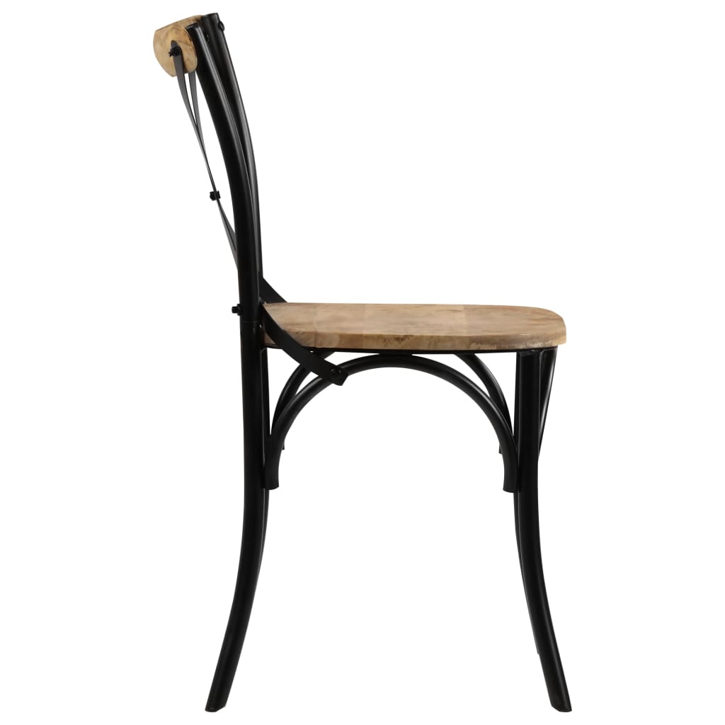 vidaXL Cross Chairs 2 pcs Black Solid Mango Wood