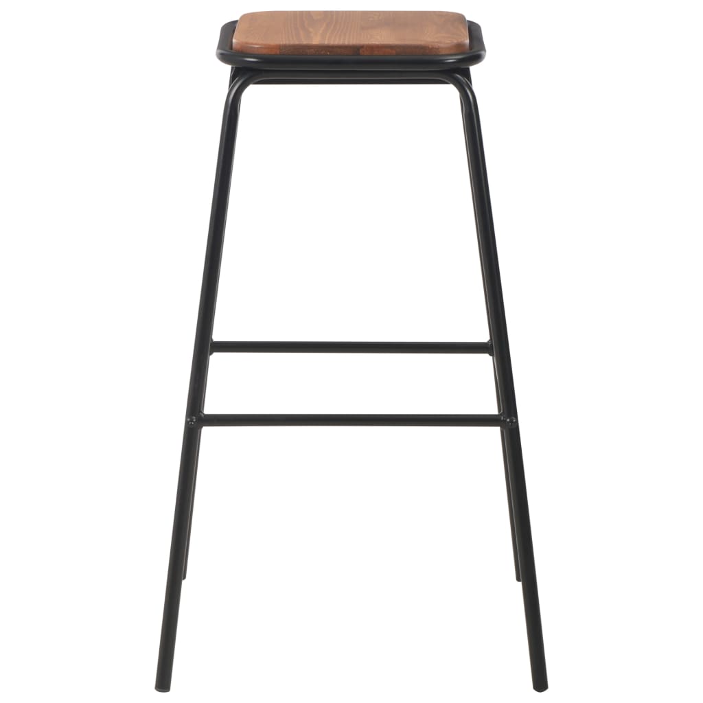 vidaXL Bar Stools 2 pcs Black Solid Pinewood and Steel