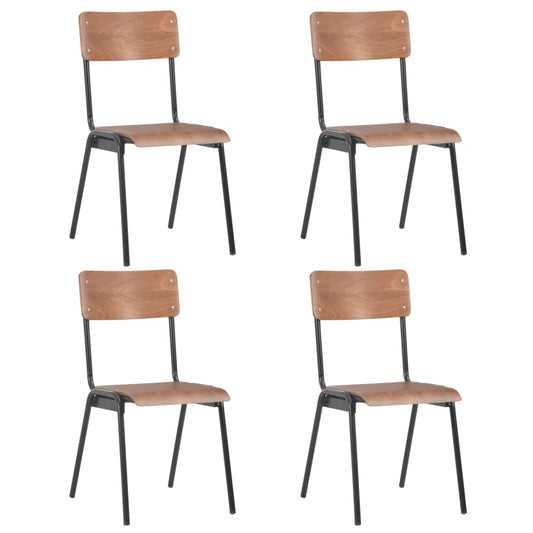 vidaXL Dining Chairs 4 pcs Brown Solid Plywood Steel