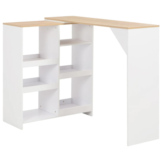 vidaXL Bar Table with Moveable Shelf White 138x39x110 cm