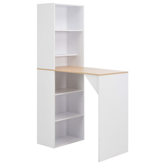 vidaXL Bar Table with Cabinet White 115x59x200 cm