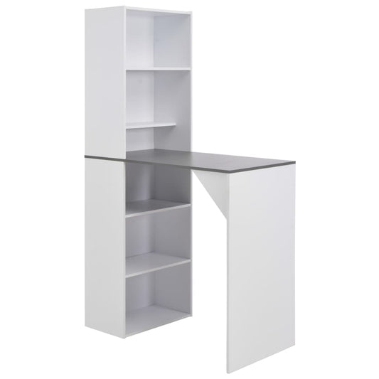 vidaXL Bar Table with Cabinet White 115x59x200 cm