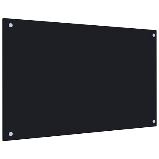 vidaXL Kitchen Backsplash Black 80x50 cm Tempered Glass