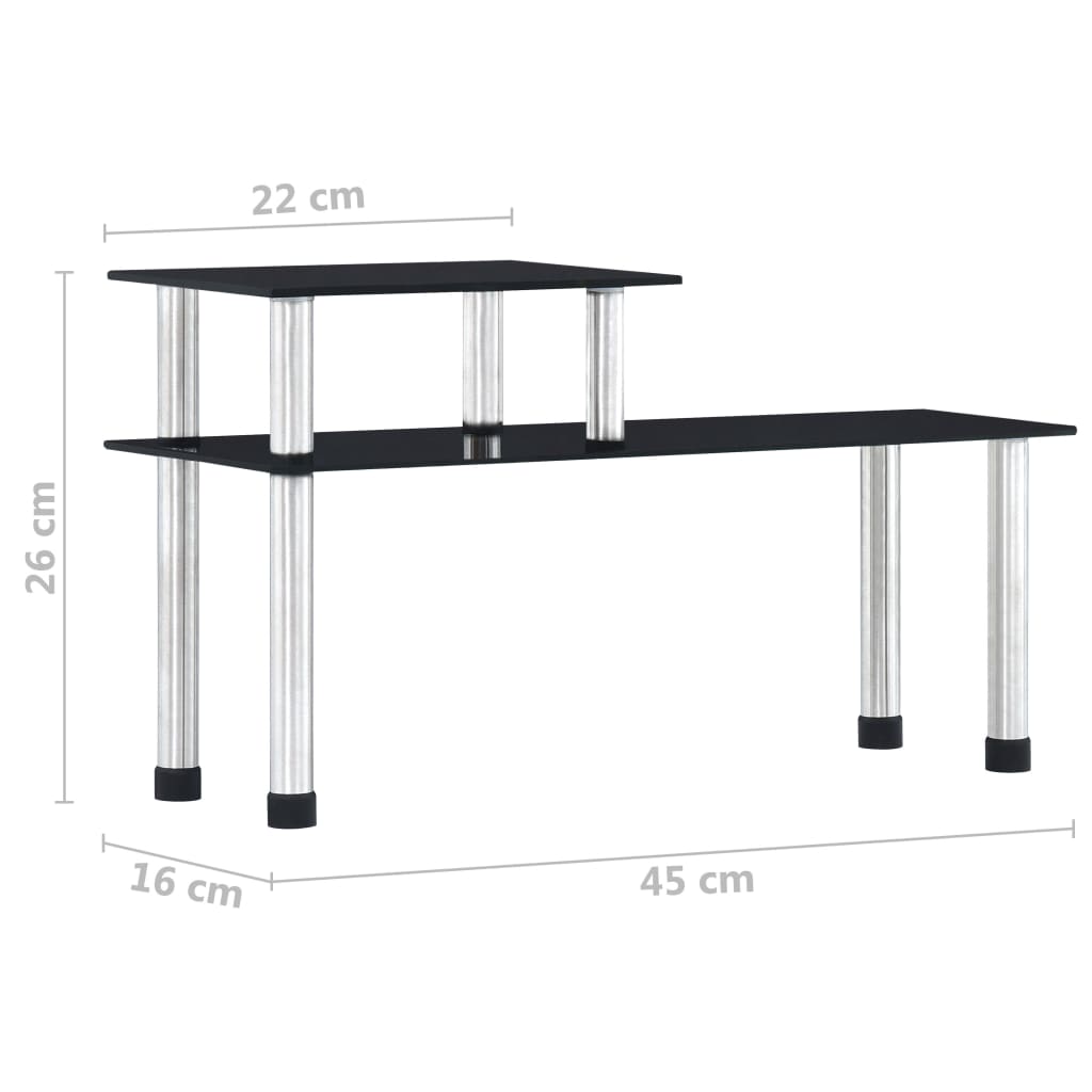 vidaXL Kitchen Shelf Black 45x16x26 cm Tempered Glass