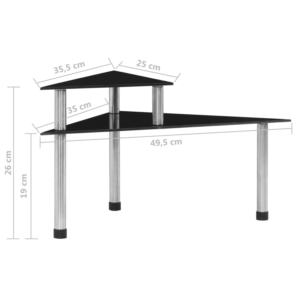 vidaXL Kitchen Shelf Black 49.5x35x26 cm Tempered Glass