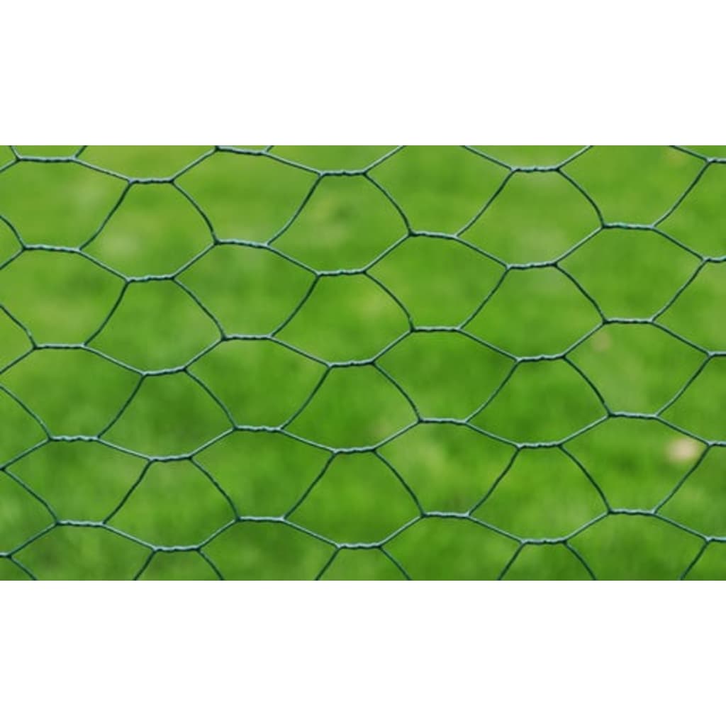 vidaXL Chicken Wire Fence with PVC Coating 25x0.5 m Green