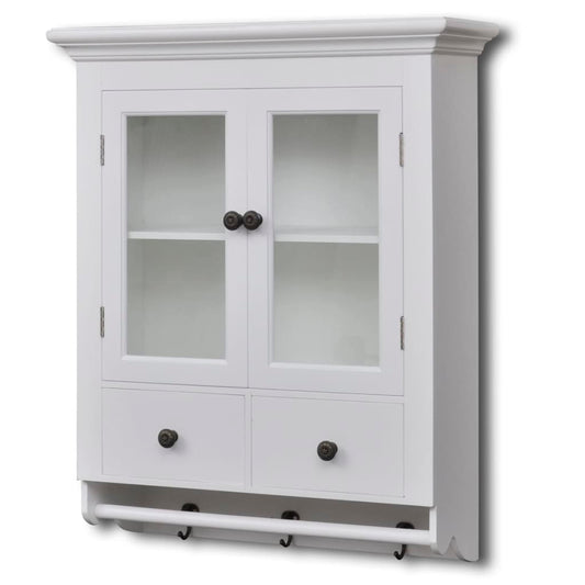 vidaXL Wooden Kitchen Wall Cabinet with Glass Door White