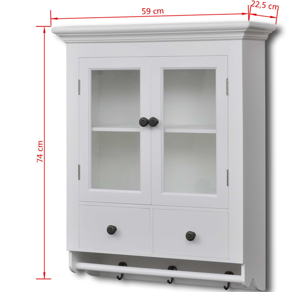 vidaXL Wooden Kitchen Wall Cabinet with Glass Door White