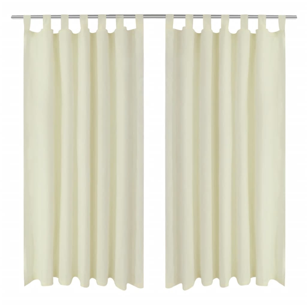 2 pcs Cream Micro-Satin Curtains with Loops 140 x 245 cm