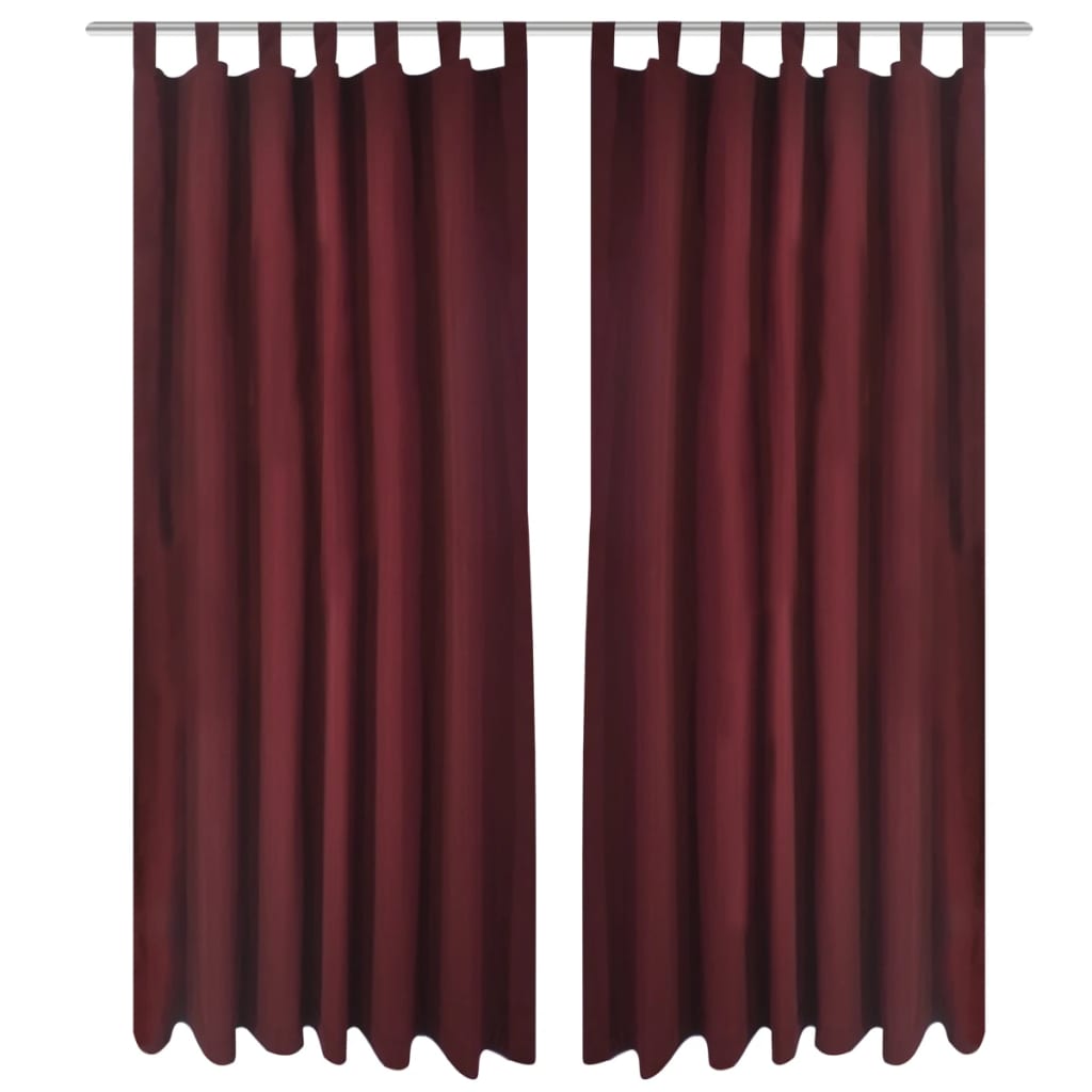 2 pcs Bordeaux Micro-Satin Curtains with Loops 140 x 245 cm